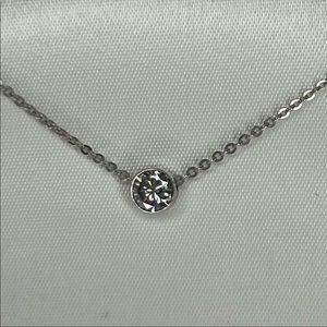 1.2 carat natural bezel set diamond with white gold chain